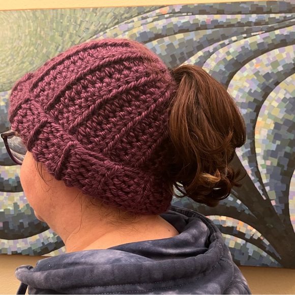 Handmade Messy Bun Beanie - Picture 2 of 3